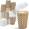 100 Pack Disposable Coffee Cups with Lids 12 oz, Minimalist Pattern To Go Paper Coffee Cups, Hot Chocolate CoCoa Cups Suitable for Travel, Party, Shops Cafes and Daily use